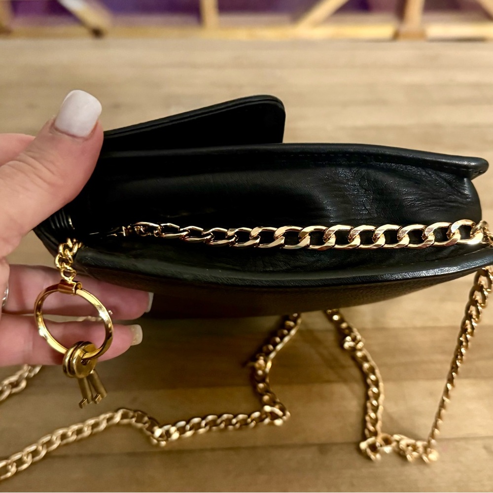 Givenchy Vintage Black Leather Wristlet Clutch Converted Hand & Crossbody Bag - Picture 12 of 14